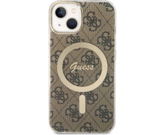 Guess Set GUBPP14MH4EACSW Case+ Charger Aizsargapvalks priekš iPhone 14 Plus / 15 Plus 6.7" / brūns Neoriģinālie Maciņi