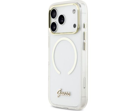 Case Guess IML Script Metal MagSafe Aizsargapvalks priekš iPhone 17 Pro / caurspīdīgs Neoriģinālie Maciņi