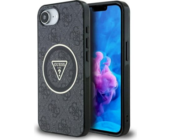 Case Guess IML Metal Glitter 4G Circle Triangle MagSafe Aizsargapvalks priekš iPhone 16e / 17e / melns Neoriģinālie Maciņi