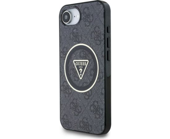 Case Guess IML Metal Glitter 4G Circle Triangle MagSafe Aizsargapvalks priekš iPhone 16e / 17e / melns Neoriģinālie Maciņi