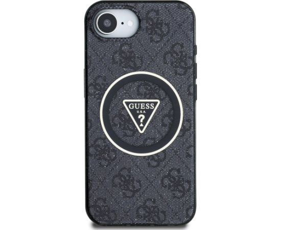 Case Guess IML Metal Glitter 4G Circle Triangle MagSafe Aizsargapvalks priekš iPhone 16e / 17e / melns Neoriģinālie Maciņi