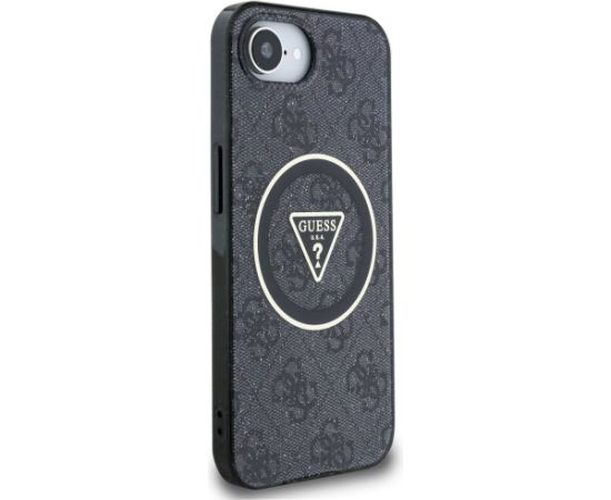Case Guess IML Metal Glitter 4G Circle Triangle MagSafe Aizsargapvalks priekš iPhone 16e / 17e / melns Neoriģinālie Maciņi