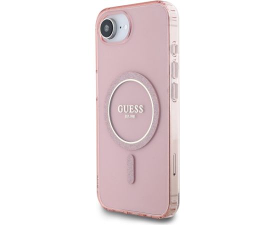 Guess IML Glitter Circle MagSafe Case Aizsargapvalks priekš iPhone 16e/17e / rozā Neoriģinālie Maciņi