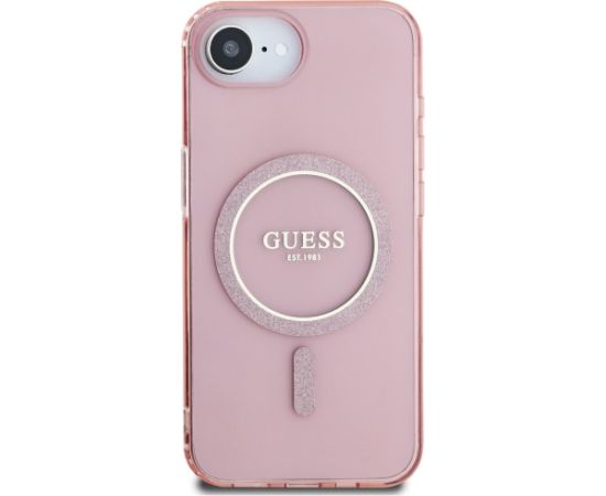 Guess IML Glitter Circle MagSafe Case Aizsargapvalks priekš iPhone 16e/17e / rozā Neoriģinālie Maciņi
