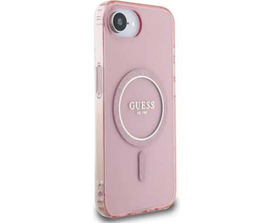 Guess IML Glitter Circle MagSafe Case Aizsargapvalks priekš iPhone 16e/17e / rozā Neoriģinālie Maciņi