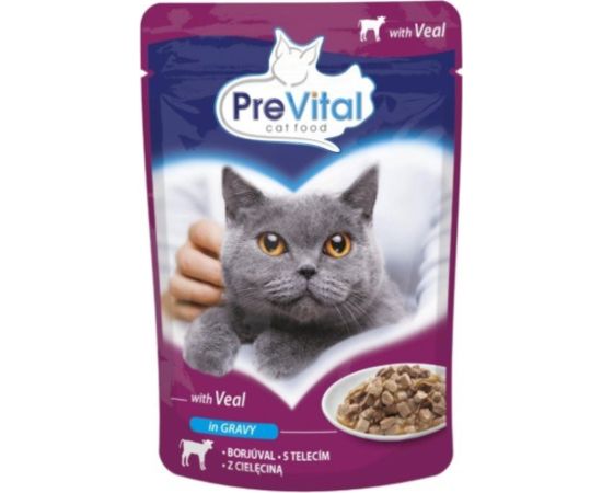 PREVITAL Veal in gravy - wet cat food - 100g Консервы кошек