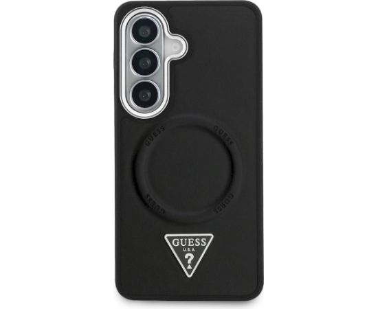 Guess Embossed Ring Triangle Logo MagSafe Aizsargapvalks priekš Samsung Galaxy S26 / melns Neoriģinālie Maciņi
