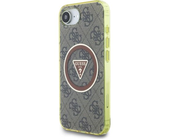 Case Guess IML Metal Glitter 4G Circle Triangle MagSafe Aizsargapvalks priekš iPhone 16e / 17e / brūns Neoriģinālie Maciņi
