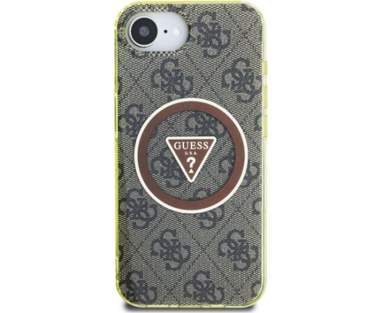 Case Guess IML Metal Glitter 4G Circle Triangle MagSafe Aizsargapvalks priekš iPhone 16e / 17e / brūns Neoriģinālie Maciņi