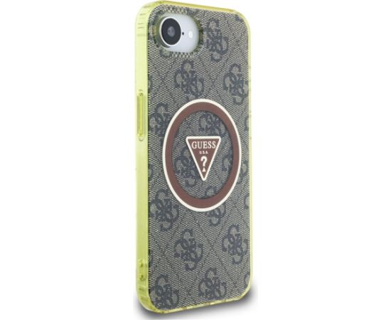Case Guess IML Metal Glitter 4G Circle Triangle MagSafe Aizsargapvalks priekš iPhone 16e / 17e / brūns Neoriģinālie Maciņi