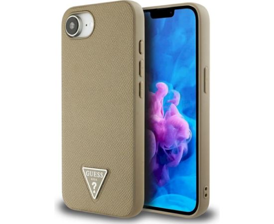 Case Guess Grained Triangle MagSafe Aizsargapvalks priekš iPhone 16e / 17e / brūns Neoriģinālie Maciņi