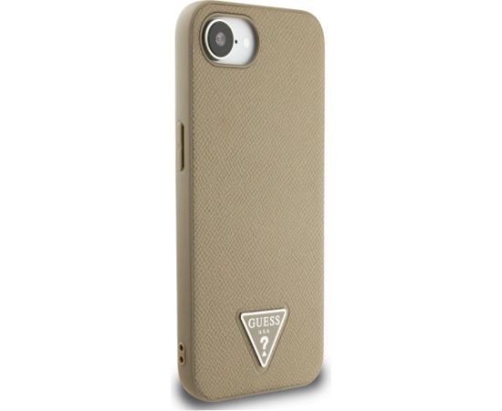 Case Guess Grained Triangle MagSafe Aizsargapvalks priekš iPhone 16e / 17e / brūns Neoriģinālie Maciņi