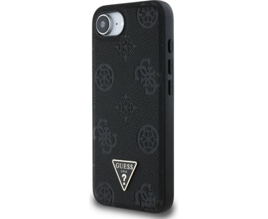 Guess Grained Hot Stamp Peony Triangle Logo MagSafe Aizsargapvalks priekš iPhone 16e / 17e / melns Neoriģinālie Maciņi