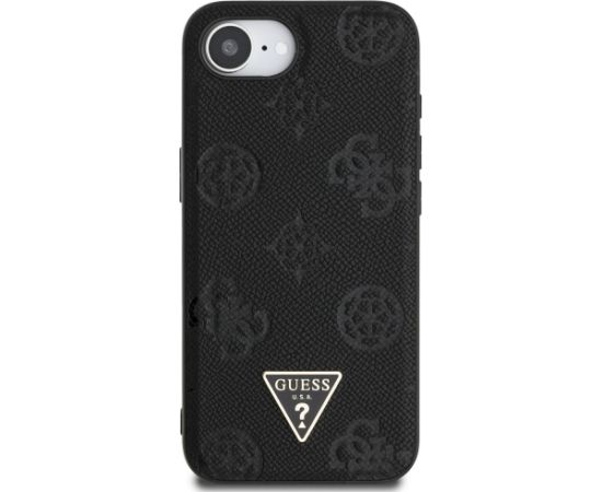 Guess Grained Hot Stamp Peony Triangle Logo MagSafe Aizsargapvalks priekš iPhone 16e / 17e / melns Neoriģinālie Maciņi
