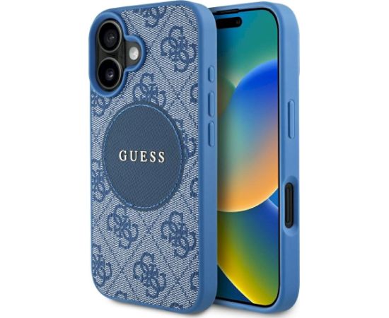 Guess 4G Circle Classic Logo MagSafe Aizsargapvalks priekš iPhone 16 / zils Neoriģinālie Maciņi