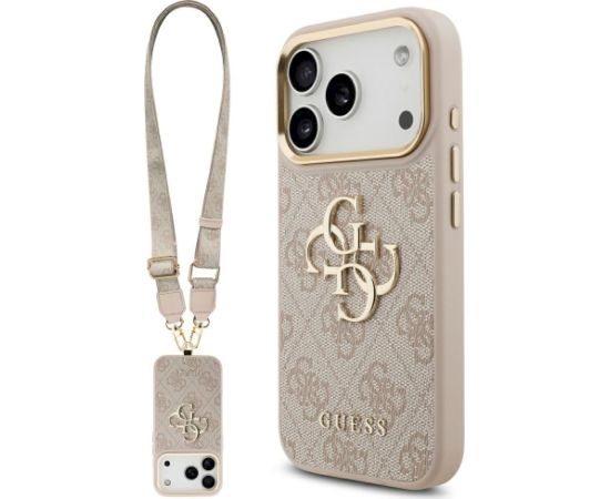 Guess 4G Big 4G Classic Logo Big Strap Metal Buttons Case Aizsargapvalks priekš iPhone 17 Pro / rozā Neoriģinālie Maciņi