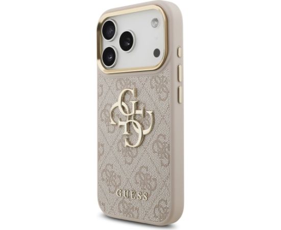 Guess 4G Big 4G Classic Logo Big Strap Metal Buttons Case Aizsargapvalks priekš iPhone 17 Pro / rozā Neoriģinālie Maciņi