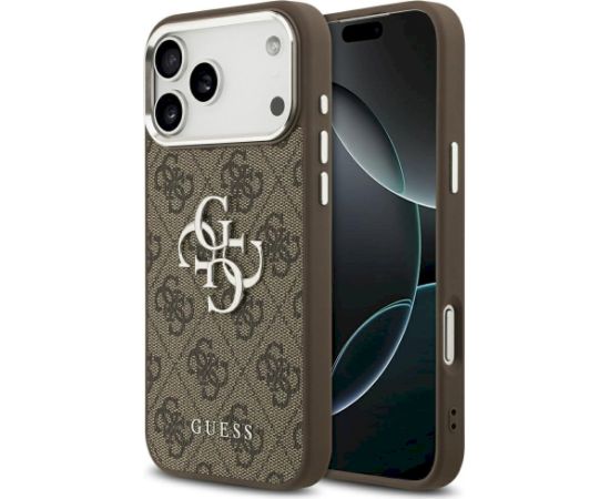 Guess 4G Big 4G Classic Logo Case Aizsargapvalks priekš iPhone 17 Pro Max / brūns/sudrabs Neoriģinālie Maciņi