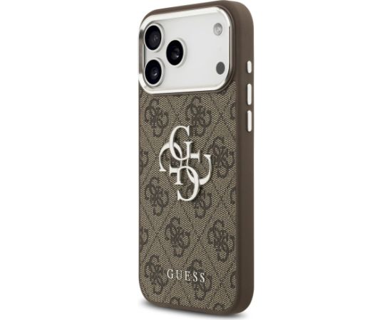 Guess 4G Big 4G Classic Logo Case Aizsargapvalks priekš iPhone 17 Pro Max / brūns/sudrabs Neoriģinālie Maciņi