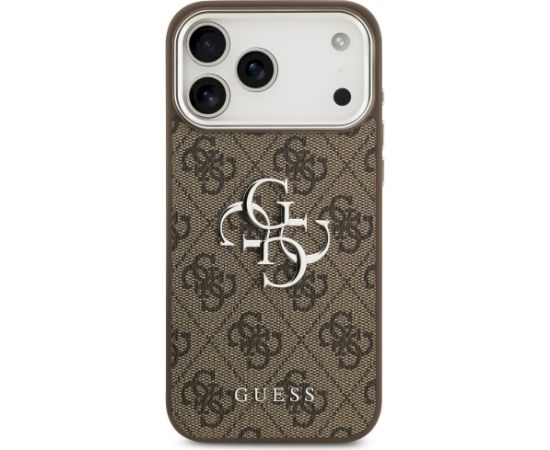 Guess 4G Big 4G Classic Logo Case Aizsargapvalks priekš iPhone 17 Pro Max / brūns/sudrabs Neoriģinālie Maciņi