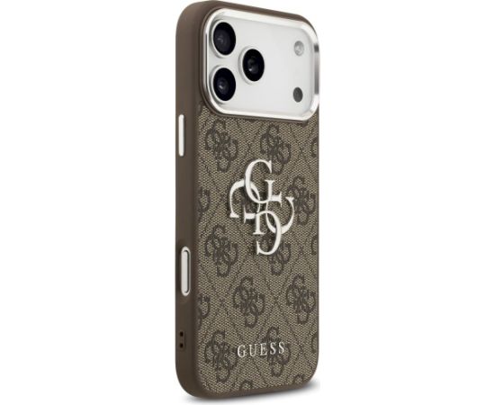 Guess 4G Big 4G Classic Logo Case Aizsargapvalks priekš iPhone 17 Pro Max / brūns/sudrabs Neoriģinālie Maciņi