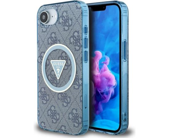 Case Guess IML Metal Glitter 4G Circle Triangle MagSafe Aizsargapvalks priekš iPhone 16e/17e / zils Neoriģinālie Maciņi