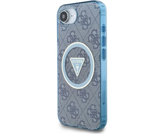 Case Guess IML Metal Glitter 4G Circle Triangle MagSafe Aizsargapvalks priekš iPhone 16e/17e / zils Neoriģinālie Maciņi
