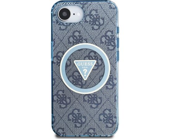 Case Guess IML Metal Glitter 4G Circle Triangle MagSafe Aizsargapvalks priekš iPhone 16e/17e / zils Neoriģinālie Maciņi