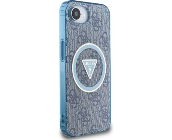Case Guess IML Metal Glitter 4G Circle Triangle MagSafe Aizsargapvalks priekš iPhone 16e/17e / zils Neoriģinālie Maciņi