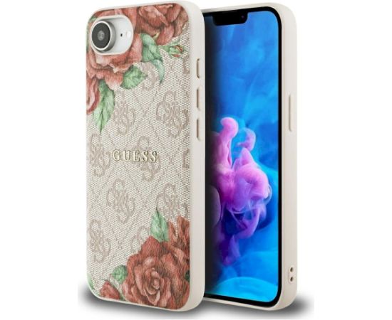 Guess 4G Flowers Print MagSafe Aizsargapvalks priekš iPhone 16e / 17e / rozā Neoriģinālie Maciņi