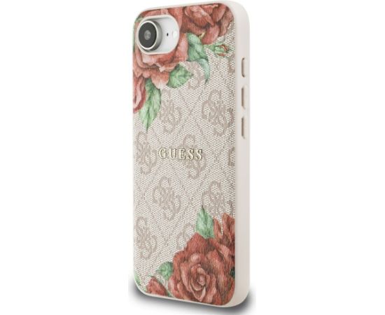 Guess 4G Flowers Print MagSafe Aizsargapvalks priekš iPhone 16e / 17e / rozā Neoriģinālie Maciņi