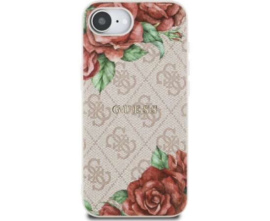 Guess 4G Flowers Print MagSafe Aizsargapvalks priekš iPhone 16e / 17e / rozā Neoriģinālie Maciņi