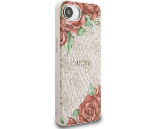 Guess 4G Flowers Print MagSafe Aizsargapvalks priekš iPhone 16e / 17e / rozā Neoriģinālie Maciņi