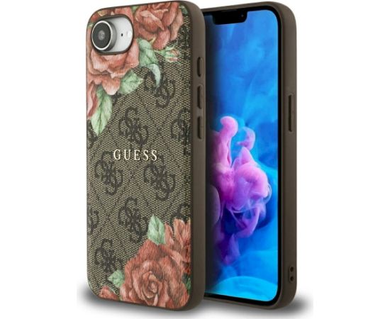 Guess 4G Flowers Print MagSafe Case Aizsargapvalks priekš iPhone 16e/17e / brūns Neoriģinālie Maciņi