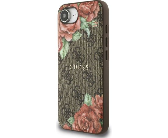 Guess 4G Flowers Print MagSafe Case Aizsargapvalks priekš iPhone 16e/17e / brūns Neoriģinālie Maciņi