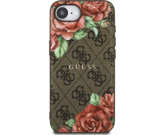Guess 4G Flowers Print MagSafe Case Aizsargapvalks priekš iPhone 16e/17e / brūns Neoriģinālie Maciņi