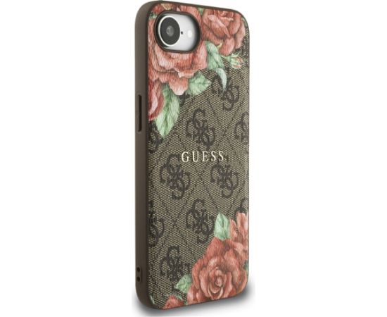 Guess 4G Flowers Print MagSafe Case Aizsargapvalks priekš iPhone 16e/17e / brūns Neoriģinālie Maciņi