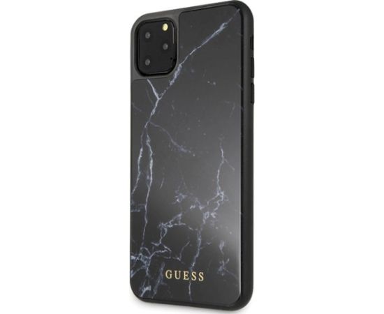 Guess GUHCN65HYMABK Marble Glass Aizsargapvalks priekš iPhone 11 Pro Max / melns Neoriģinālie Maciņi