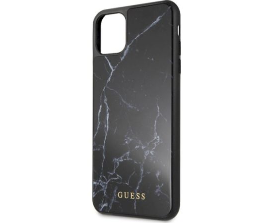 Guess GUHCN65HYMABK Marble Glass Aizsargapvalks priekš iPhone 11 Pro Max / melns Neoriģinālie Maciņi