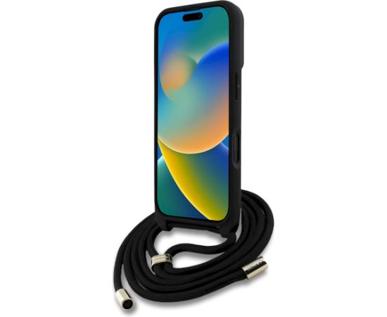 Guess 4G Big Logo Cord Stap Crossbody Aizsargapvalks priekš iPhone 16 Plus / brūns Neoriģinālie Maciņi