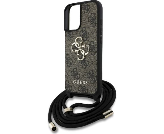 Guess 4G Big Logo Cord Stap Crossbody Aizsargapvalks priekš iPhone 16 Plus / brūns Neoriģinālie Maciņi