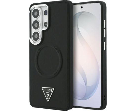 Case Guess Embossed Ring Triangle Logo MagSafe Aizsargapvalks priekš Samsung Galaxy S26 Ultra / melns Neoriģinālie Maciņi