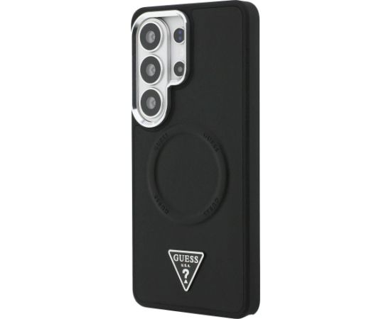 Case Guess Embossed Ring Triangle Logo MagSafe Aizsargapvalks priekš Samsung Galaxy S26 Ultra / melns Neoriģinālie Maciņi