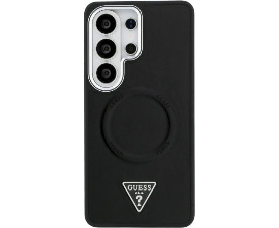Case Guess Embossed Ring Triangle Logo MagSafe Aizsargapvalks priekš Samsung Galaxy S26 Ultra / melns Neoriģinālie Maciņi