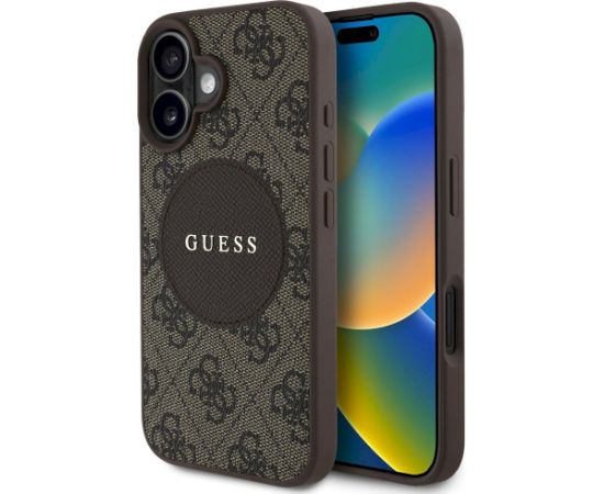 Guess 4G Circle Classic Logo MagSafe Aizsargapvalks priekš iPhone 16 / brūns Neoriģinālie Maciņi