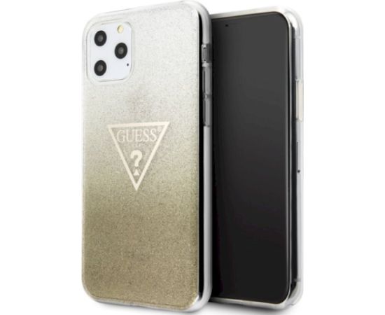 Guess GUHCN65SGTLGO Hardcase Glitter Triangle Aizsargapvalks priekš iPhone 11 Pro Max / zelta Neoriģinālie Maciņi