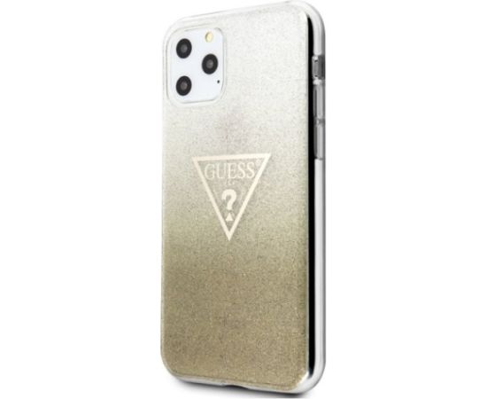 Guess GUHCN65SGTLGO Hardcase Glitter Triangle Aizsargapvalks priekš iPhone 11 Pro Max / zelta Neoriģinālie Maciņi
