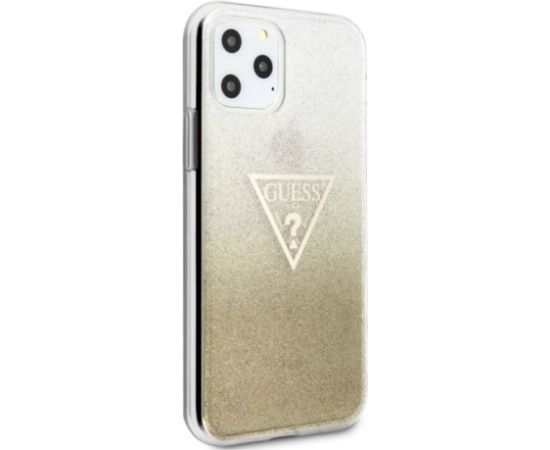 Guess GUHCN65SGTLGO Hardcase Glitter Triangle Aizsargapvalks priekš iPhone 11 Pro Max / zelta Neoriģinālie Maciņi