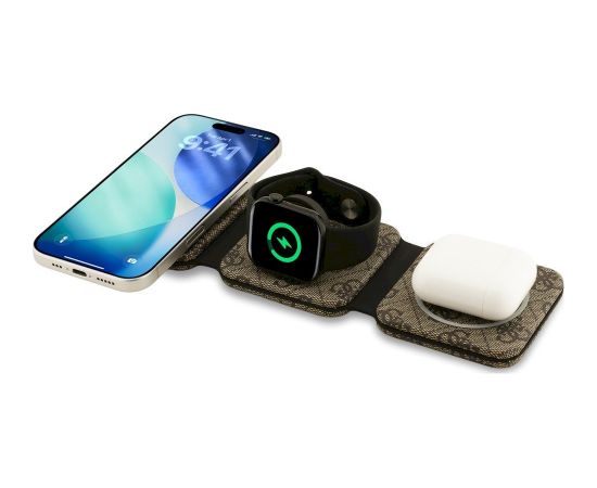 Guess wireless charger 3-in-1 4G Bezvadu lādētājs / brūns Bezvadu telefonu lādētāji