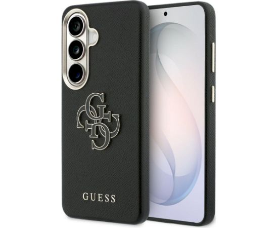 Guess Grained Big 4G Metal Logo Case Aizsargapvalks priekš Samsung Galaxy S26 Plus / melns Neoriģinālie Maciņi